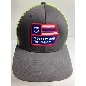 Truckers Run the Nation Adult Cap Hat Gray With Yellow Mesh‎ Snapback Adjustable